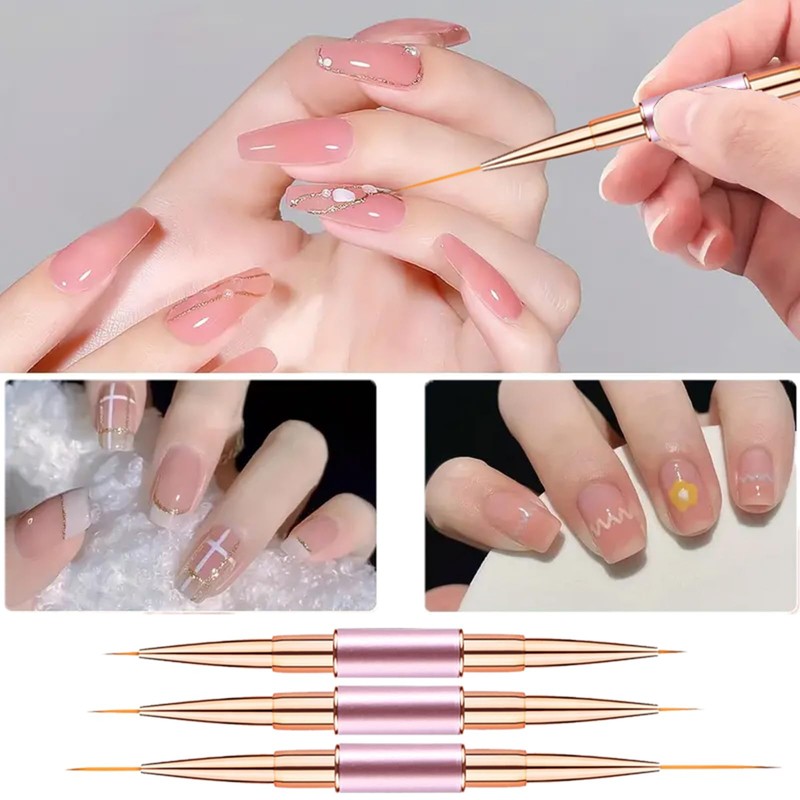 Qzqetet Nail Art Brushes Set - Professional 5pcs Double-Ended Acrylic