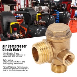 Air Compressor Check Valve Replacement, Air Compressor Check Valve with Male Thread, 3 Ports, 1/2 X 3/8 X 10 Brass, Various Pumps and Accessories