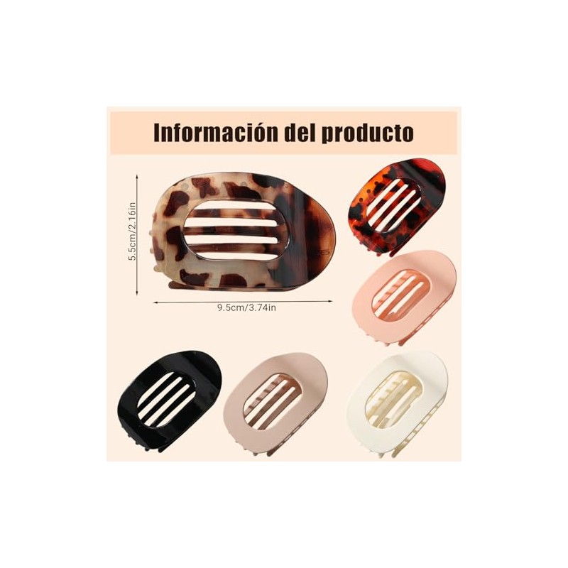 6PCS Horquillas Planas para Cabello, Pinzas para Curvas para Mujeres