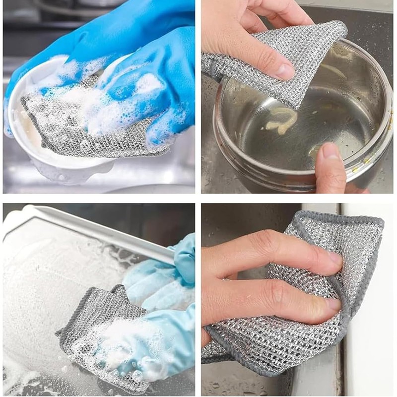 10 Pcs Wire Cleaning Cloths - Multifunctional Non-scratch Wire Dishcloths,