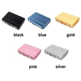 Business Card Case Suitcase Business Card Holder Innovative Style Metal Multiple Credit Cards Wallet Blue, blue, Elegant