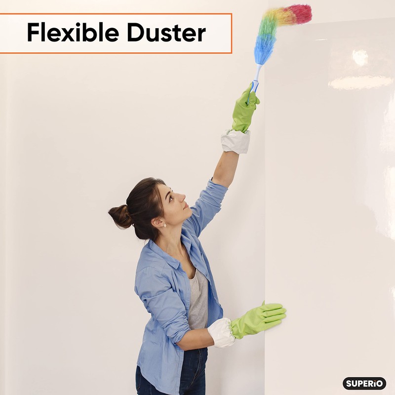 Superio Hand Duster for Cleaning, Rainbow Colored Dust Remover, Home,