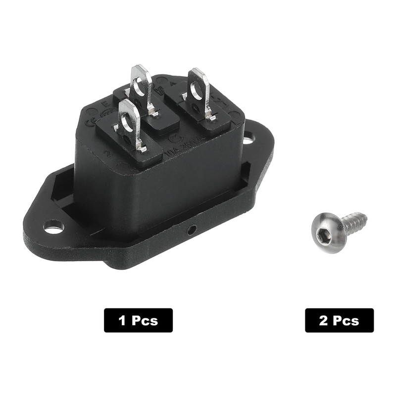 uxcell C20 Panel Mount Plug Adapter AC 250V 16A 3