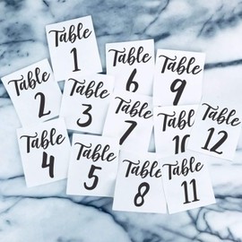Vinyl Art Decals - Seating Chart Table Numbers 1-12 - from 5" x 4.5" Each - Elegant Find Your Seat Wedding Plan Couples Bride Groom Husband Wife Marriage Reception Love Decor