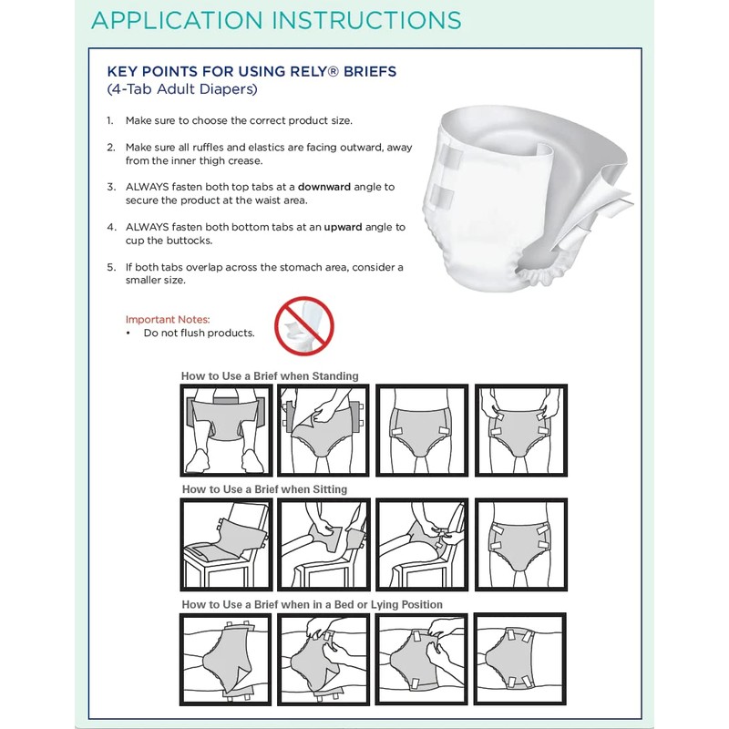 Rely® Adult Diapers, Disposable Incontinence Briefs with Tabs, Maximum Absorbency,