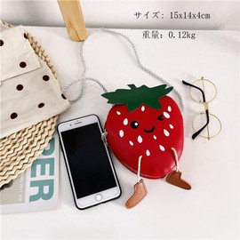 Huimei Strawberry Shoulder Bag, Girls, Women's, Mini Portable Bag, Phone Storage Bag, Small Storage Bag, Lightweight, Waterproof, For Kids, Crossbody Bag, Cute, Nursery School, Kindergarten, Moe Moe,