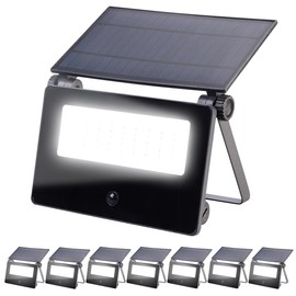 Luminea Solar LED Outdoor Spotlights: Set of 8 Solar LED Wall Floodlights, Motion Sensor, 1300 lm, 2 x 1800 mAh (Solar Floodlight with Twilight Sensor, Spotlight with Solar Panel)