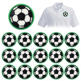 Sekonow 16Pcs Soccer Iron on Patches, 2.6in Sports Chenille Iron on/Sew on Patches Appliques with Glitter Edge for Clothes, Hats, Jeans, Pants, Backpacks, Single Style