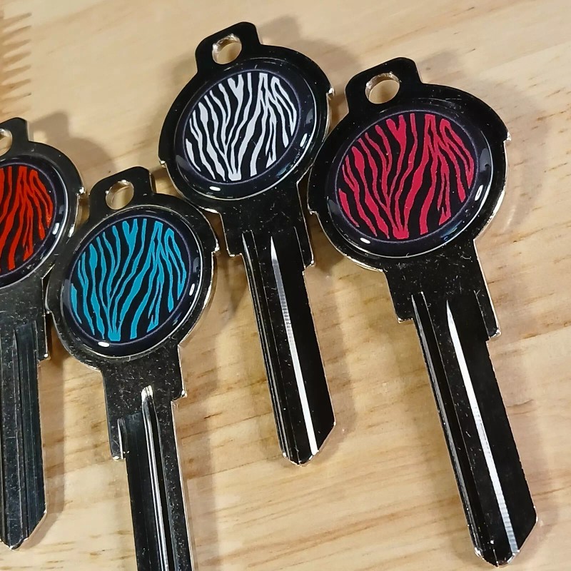 5 Key Set Zebra Epoxy Nickel Plated House Keys Compatible