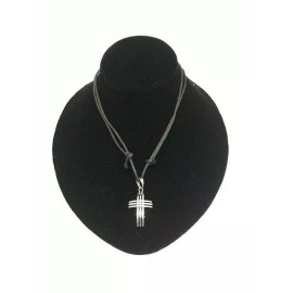 Unbranded Beautiful Stainless steel silver lines cross Pendant W/ Cord Necklace