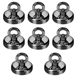 YESCUT Super Strong Magnetic Hooks, Set of 8, Load Capacity 66.1 lbs (30 kg), Diameter 1.3 inches (32 mm), 304 Stainless Steel, Strong Magnet, Rust Resistant, Removable Hook for Kitchen, Office, Work
