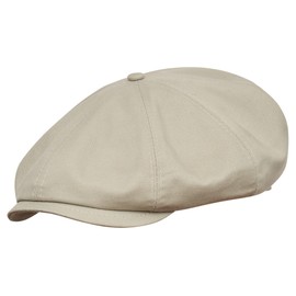 Sterkowski Shelby Hat | Cotton Flat Cap for Men | Breathable Airy Peaked Cap, Beige-Grey