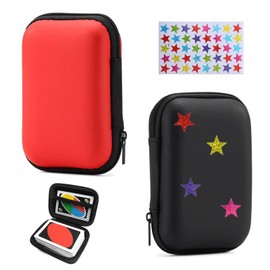 Playing Cards Case for UNO, 2 Pcs Playing Card Box Waterproof Anti-Scratch Playing Card Holder with Decorative Stickers Portable Card Game Case for Outdoor Gaming/Camping
