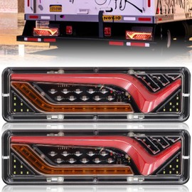 Trailer Tail Lights, LED Truck Tail Light, Sequential Flowing Tail Light, Turn Signal Parking Reverse Brake Running Lights Modes Five-in-one. for Truck Trailer Boat Pickup RV, 2Pcs (V Wind 12V)