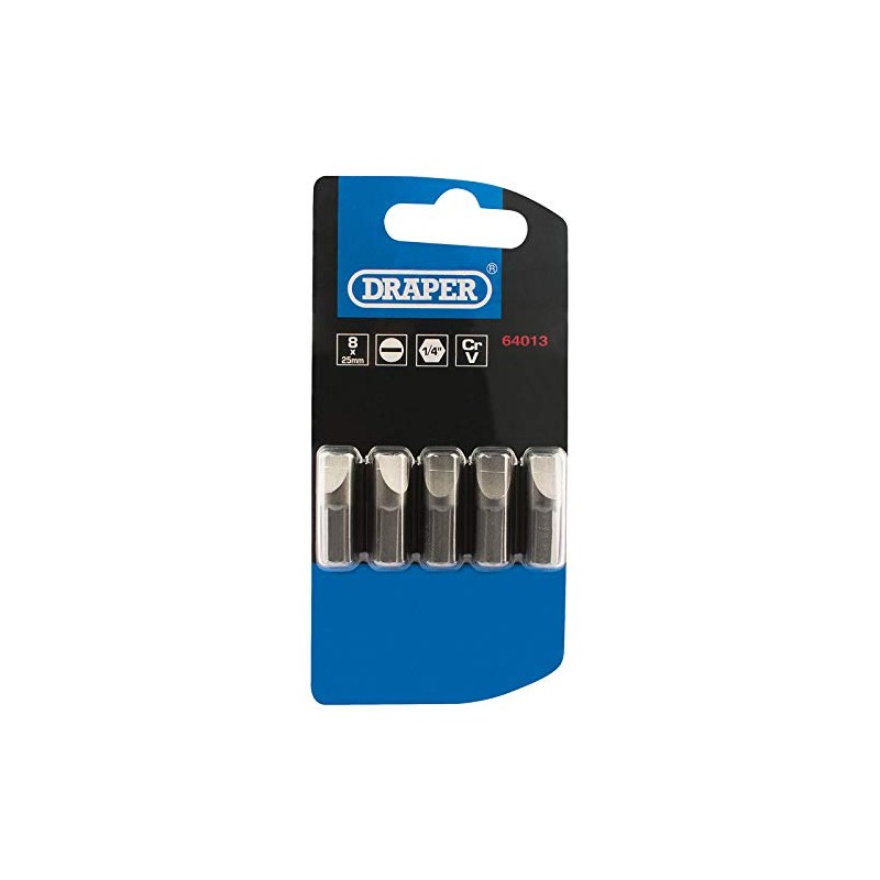 Draper 64012 6.5mm 1/4" Hex Plain Slot Insert Bit 25mm