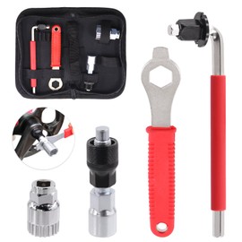 Swpeet 6Pcs Steel Bicycle Repair Tool Kit, Portable Emergency Accessories, Includes Bike Crank Extractor, Bottom Bracket Remover, 16mm Spanner Wrench, Allen Wrench, Square Nut, Portable Bag