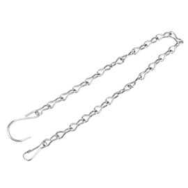 MECCANIXITY Hanging Chains 50cm Extension Link with S Shaped Hooks for Plant Basket Lantern Ornament, Silver Tone Pack of 2