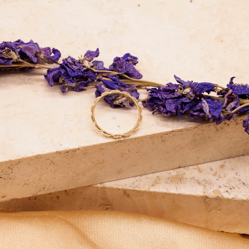 CARISSIMA Women's 9ct Yellow Gold Flat Brick Band Stack Ring