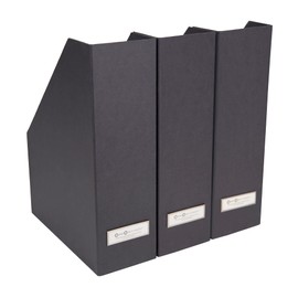 Bigso Viktoria Magazine Organizer | Durable Magazine Holder for Papers, Manuals and More with Metal Label Holder | Magazine File Holder for Office Desks | 4″x9.7″x12.7″ | 3 Pack | Dark Grey