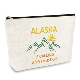 Alaska Gift for Girls Women Makeup Bag Alaska Lover Gift Alaska Travel Gift for Friends Sister Bestie Alaska Themed Gift Cosmetic Bag Alaska Tour Gift Alaska Vacation Gift Zipper Travel Makeup Pouch