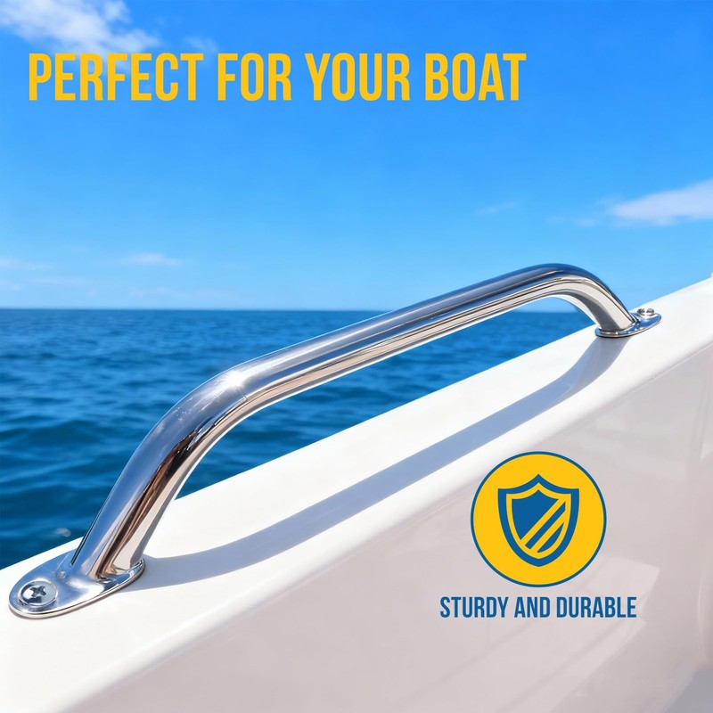 2PCS Boat Handrail Grab Handle Polished Stainless Steel Round Tube