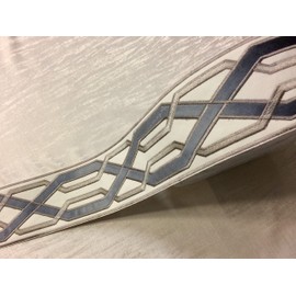 Cream, Silver & Taupe 3.75 Inch Woven Suede Embroidery Trim Tape H-179208 Drapery/Upholstery/Pillows/Curtains H-179208