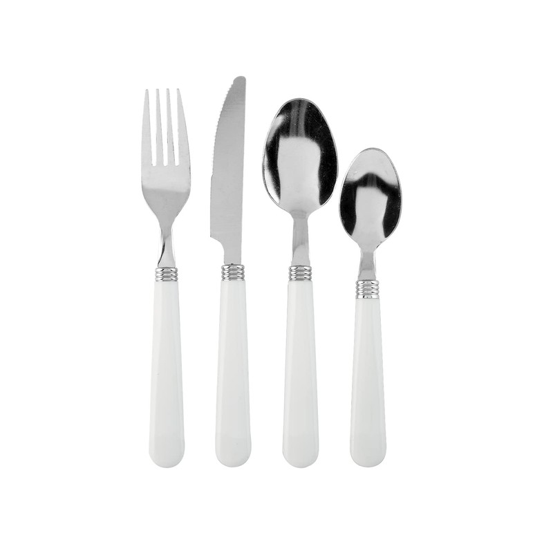 Home 756467 Cutlery Set 24 Pieces Stainless Steel White Handle