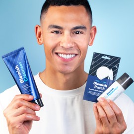 Hanhoo Men's Facial Care Kit, Blemish Cleanser 5.07 Fl. Oz., Blemish Moisturizer 2.02 Fl. Oz., Blemish Patch 36 Ct, with Bamboo, Hyaluronic Acid, and Green Tea, Men's Acne Skin Care Kit, Acne Regimen