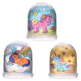 Baker Ross AT316 Unicorn Snow Globe Kits-Pack of 4, Colour in Snowglobes for Kids Arts and Crafting Activities, Gifts, Party Favours or Rewards, Assorted