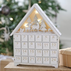 Ginger Ray White Gold Illuminated Wooden Christmas Calendar