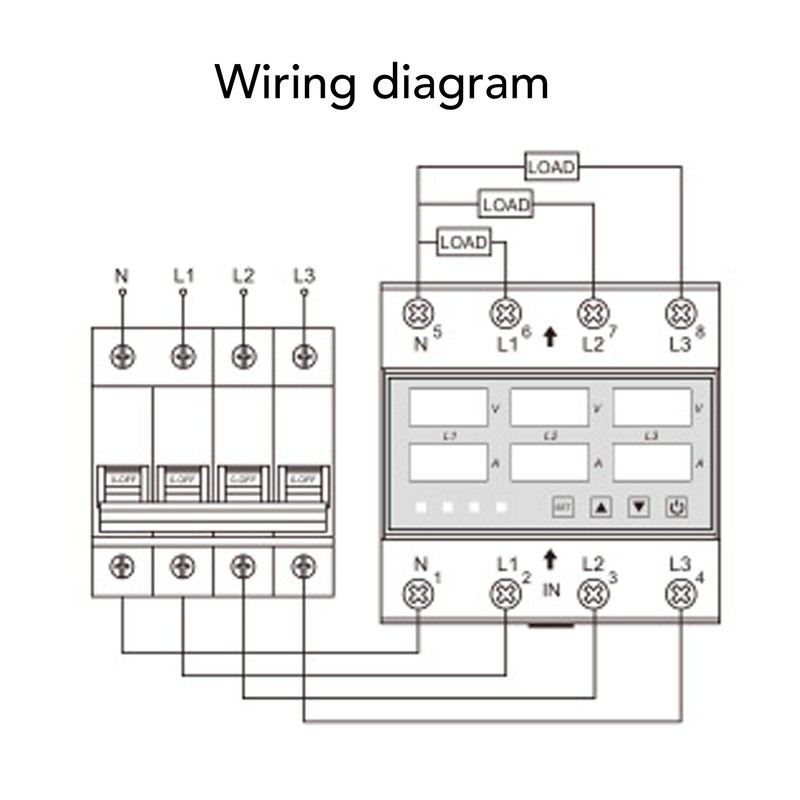 Under Over Voltage Protector 63A 3 Phase 4 Wire Adjustable