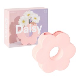 DOIY - Modern Decorative Vase - Daisy Shape Design - Made with Ceramic - Vase for Flowers - Decorative Vase - Pink - 5x20x18cm