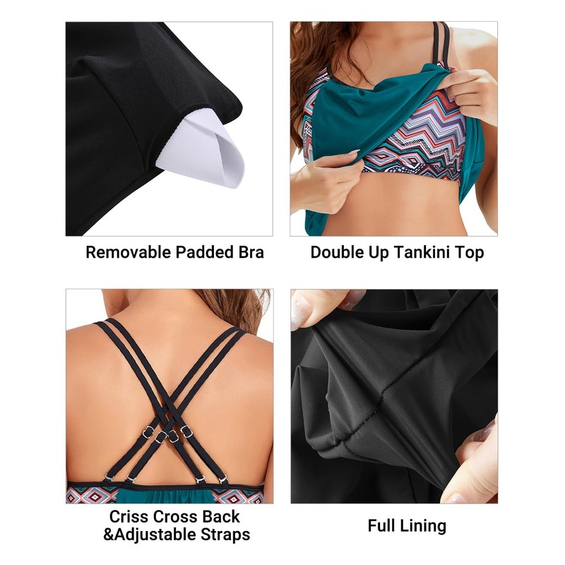 Holipick - playera tipo tankini para mujer, con control de