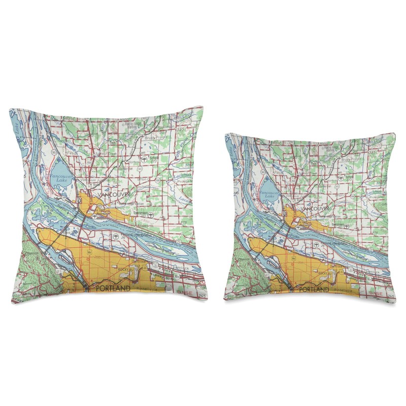 Vintage Vancouver WA Map (1967) Throw Pillow