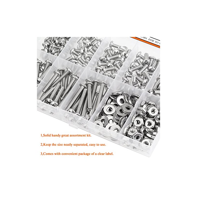 240 Pieces #6-32 Phillips Pan Head Machine Screws Nuts Washers