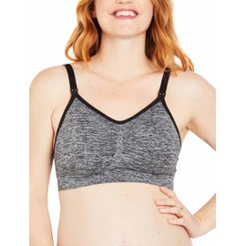 Motherhood Maternity Women's Maternity Seamless Clip Down Nursing Bra, Grey Space Dye, Small
