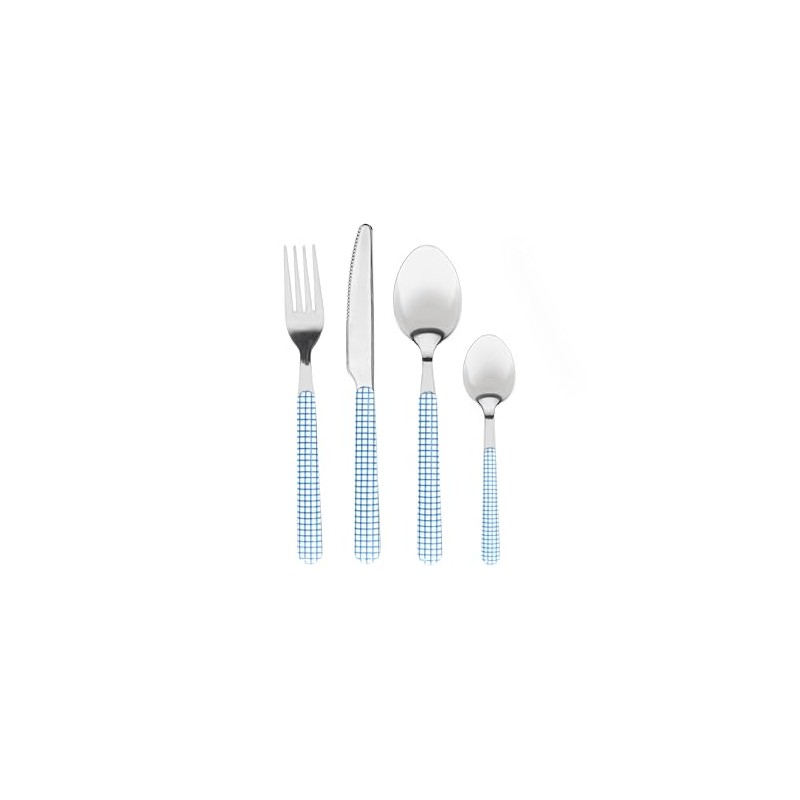Tognana, Set 4 Posate Vichy Blue, Acciaio 18/0, Azzurro