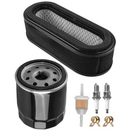 Filter & Spark Plug Kit Replace 11013-2205 49065-7010 Fit for Kawasaki FD590V John Deere 285 320 345 GX345 LX279 2500A 2653A M76076 Lawn Mower Tractor, Air & Pre Oil Fuel Filter