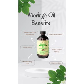 100% Pure Organic Cold-Pressed Moringa Oil for Skin, Hair & Body - Anti-Aging, Face Oil
