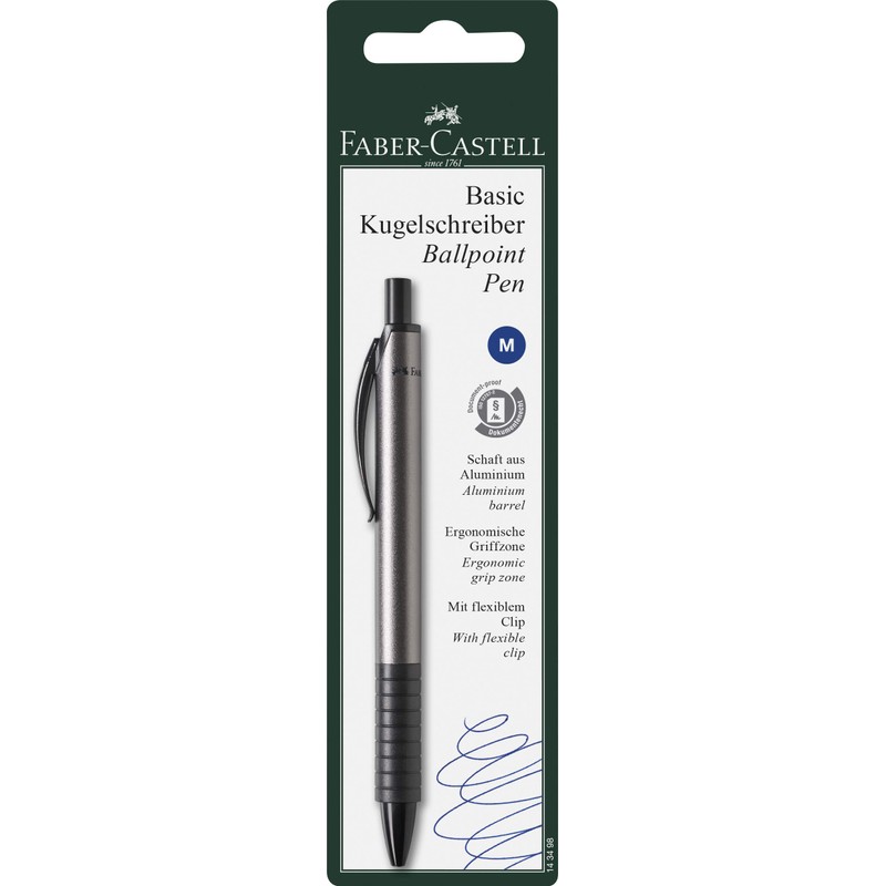 FABER-CASTELL Basic M 143498 Ballpoint Pen Silver Pack of 1