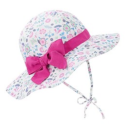 Rose Red Bow Baby Bonnet Sun Hats for Girls - UPF 50+ Outdoor Caps 4-8 Years