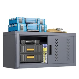 KAER Metal Garage Storage Cabinet Industrial Style Wall Garage Cabinets with 2 Doors Tool Cabinets Wall Mounted Steel Hanging Cabinet for Warehouse Basement Kitchen Laundry - Assembly Required