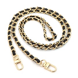 CCAIPU Handbag Chain Strap, Gold Alloy Bag Chain Adjustable Handbag Straps Replacement Purse Chains for Shoulder Cross Bag (Gold/Black-A)