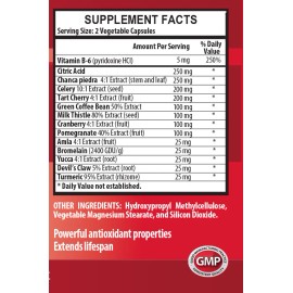 Healthy kidney function - URIC ACID SUPPORT - natural pain management 2Bot 120Ca