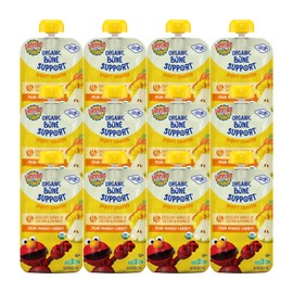 Earth's Best Organic Kids Snacks, Sesame Street Toddler Snacks, Bone Support Fruit + Veggie Smoothie for Toddlers 2 Years and Older, Pear Mango Carrot, 4 oz (Pack of 12)