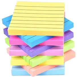 9 Pack Lined Sticky Notes 3”x3” Bright Colors Self-Stick Note Pads with Line, 9 Colors Bulk Sticky Memo Pad for School, Office, Meeting