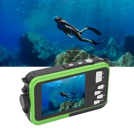Underwater Digital Camera, 2.7K 48MP Waterproof Digital Camera with HD Two Screens, 16x Digital Zoom, Anti Shake, Selfie, Compact Camera for Teenagers, Students, Snorkelling