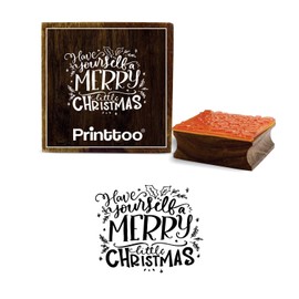 Printtoo Have Yourself A Merry Little Christmas Word Square Wooden Rubber Stamp-2 x 2 Inches