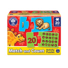 Orchard Toys Match and Count Jigsaws, Learn to Count from 1-20, Match Number and Picture, 20 in a Box, Educational, Number Skills for Kids Age 3+