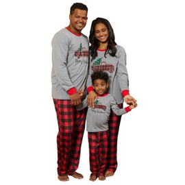 IFFEI Matching Family Pajamas Sets Christmas PJ's Sleepwear Truck Print Top and Plaid Pants with Pocket Men: XXL